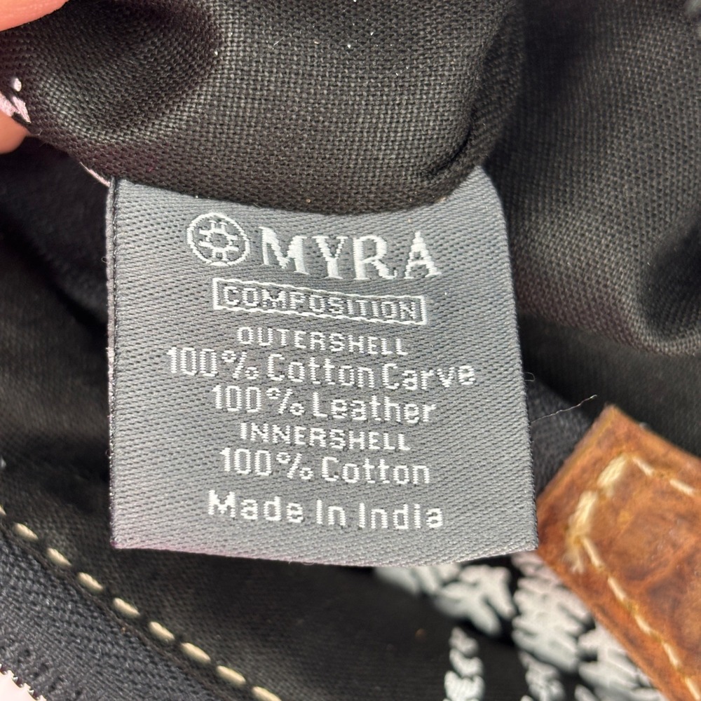 Myra Bag Saddle Belle Weekender Bag Women Large Brown Cowhide Canvas S-12115 - Picture 11 of 13